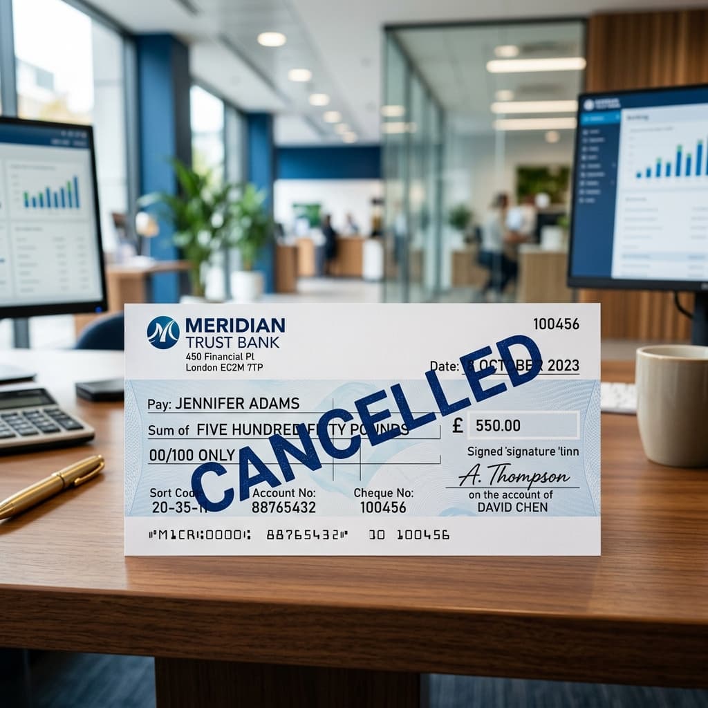 Cancelled cheque concept