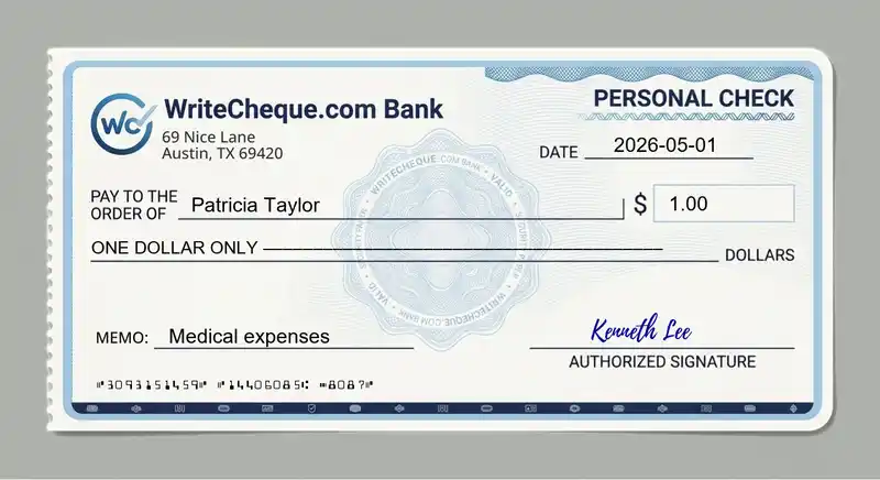 Cheque example for 1