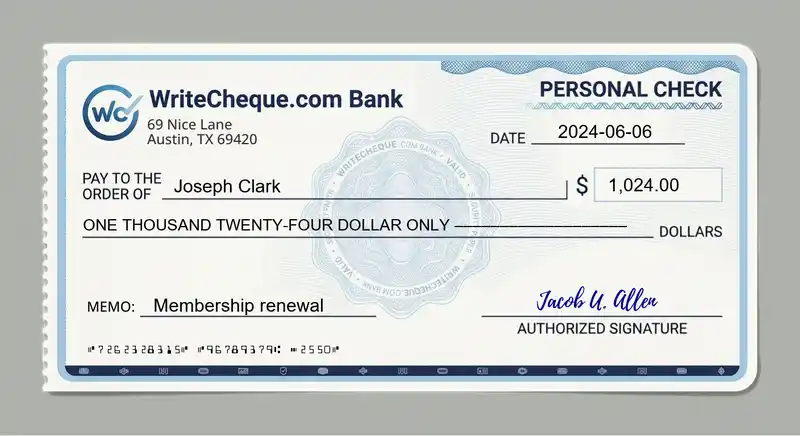 Cheque example for 1024