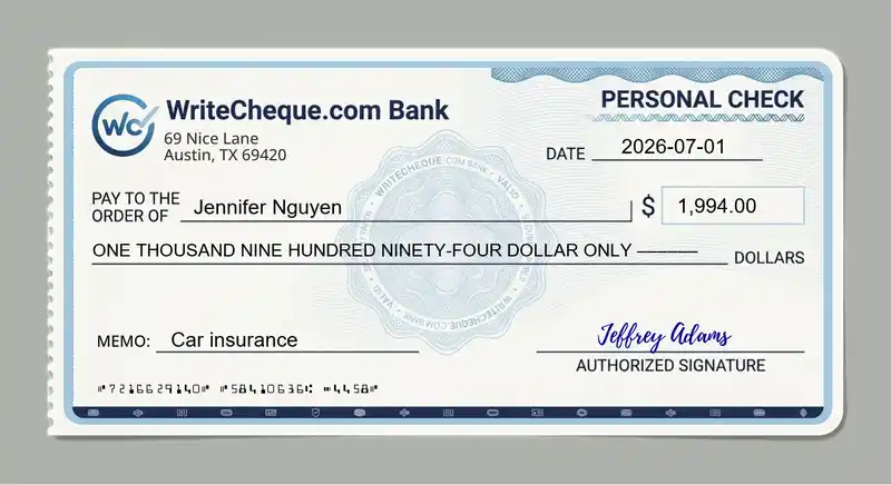 Cheque example for 1994