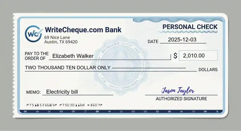 Cheque example for 2010