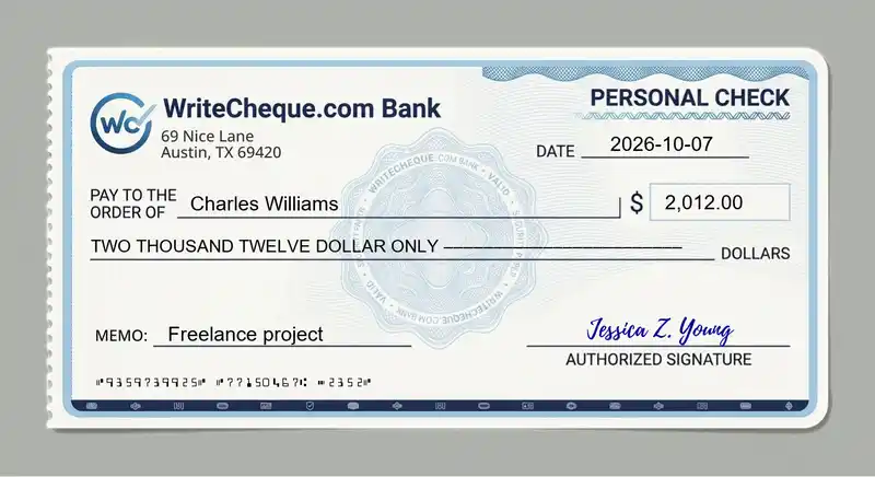 Cheque example for 2012