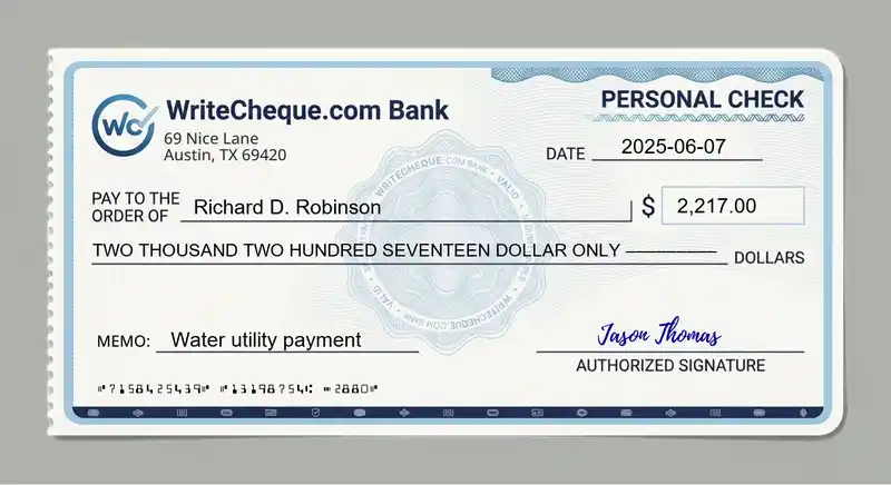 Cheque example for 2217
