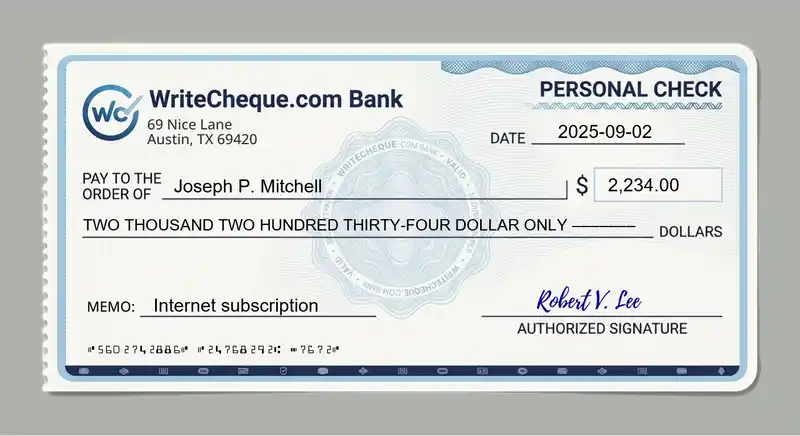 Cheque example for 2234
