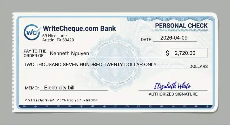 Cheque example for 2720
