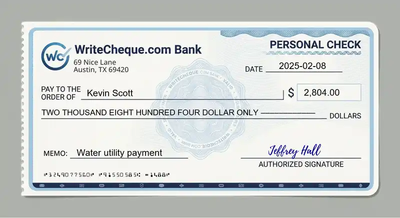 Cheque example for 2804