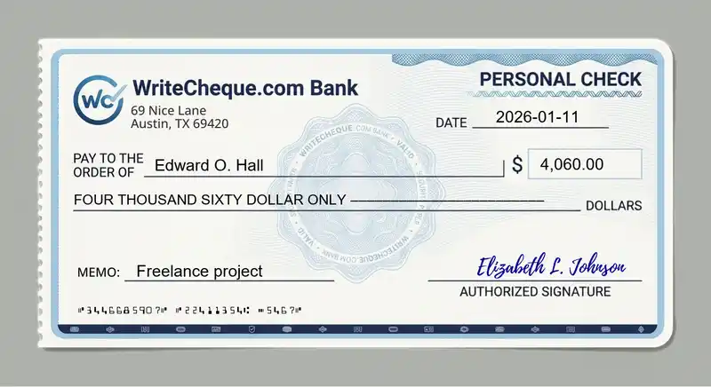 Cheque example for 4060