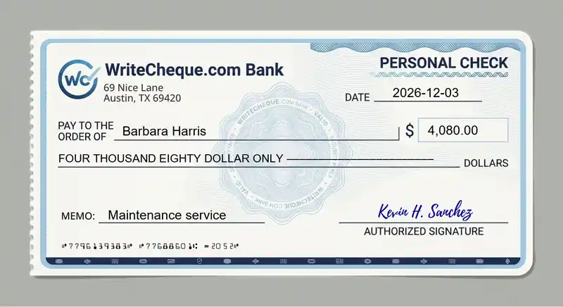 Cheque example for 4080