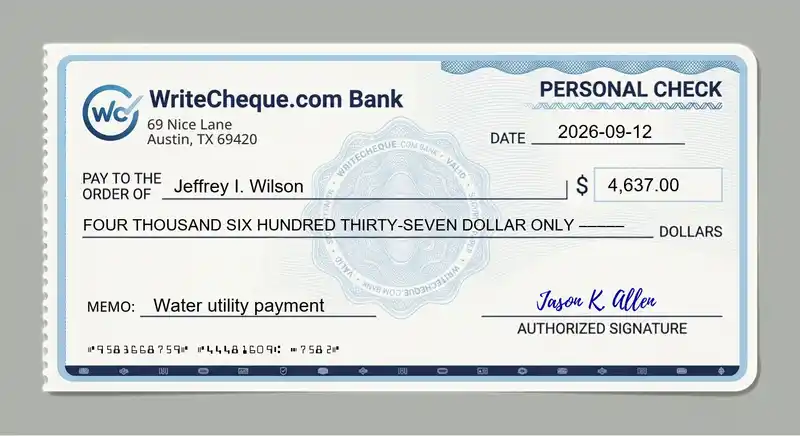 Cheque example for 4637