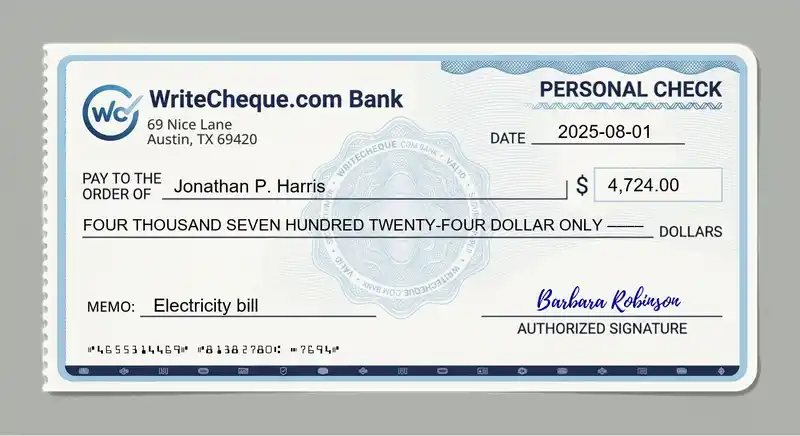 Cheque example for 4724