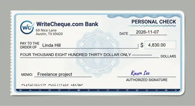 Cheque example for 4830
