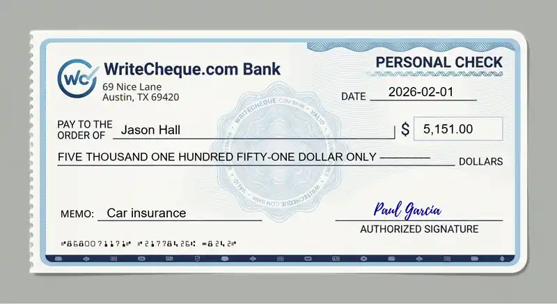 Cheque example for 5151