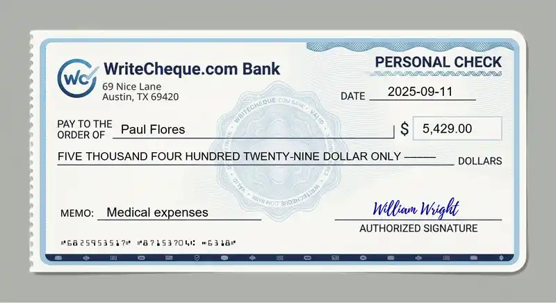 Cheque example for 5429
