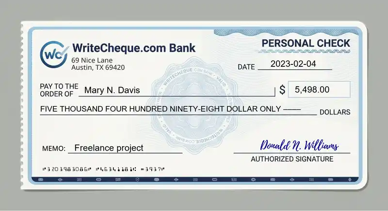 Cheque example for 5498