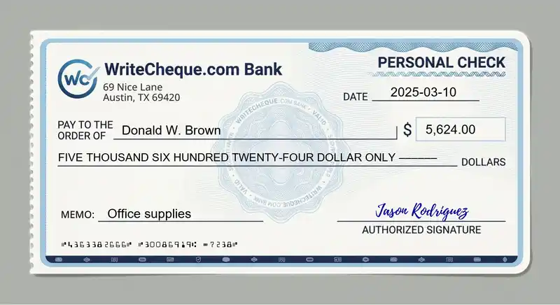 Cheque example for 5624