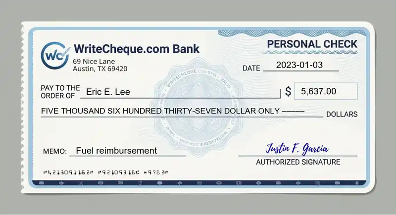 Cheque example for 5637