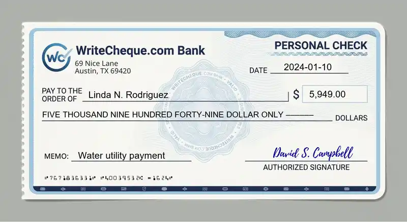 Cheque example for 5949