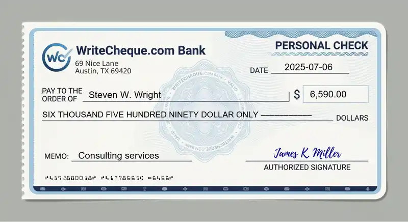 Cheque example for 6590
