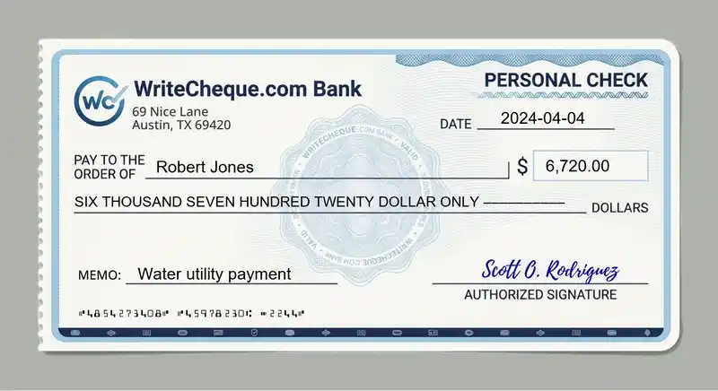 Cheque example for 6720