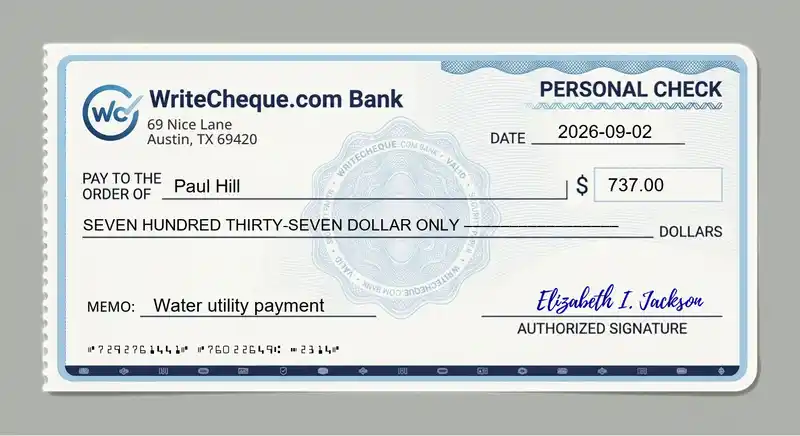 Cheque example for 737