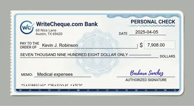 Cheque example for 7908