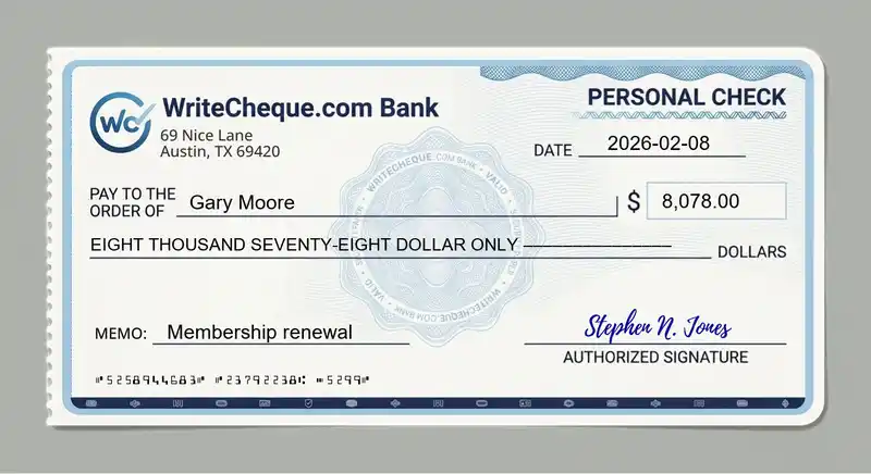 Cheque example for 8078