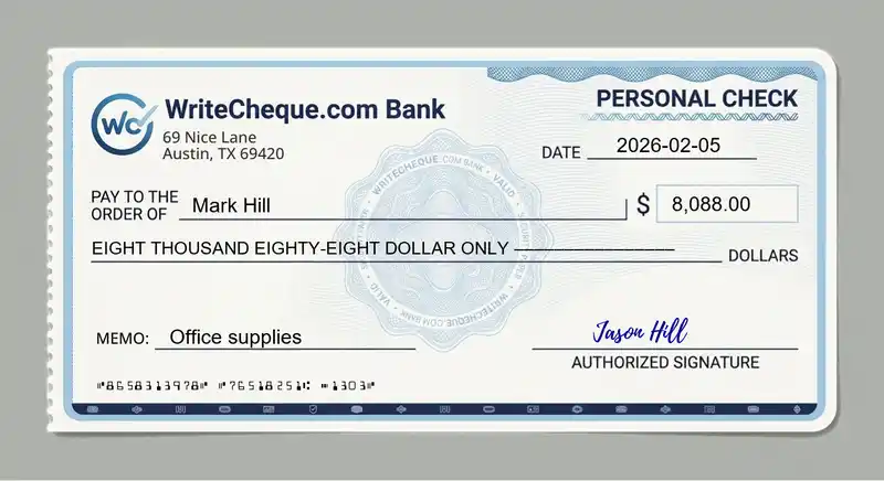 Cheque example for 8088
