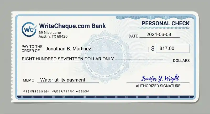 Cheque example for 817