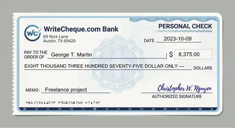 Cheque example for 8375