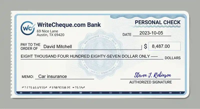 Cheque example for 8487