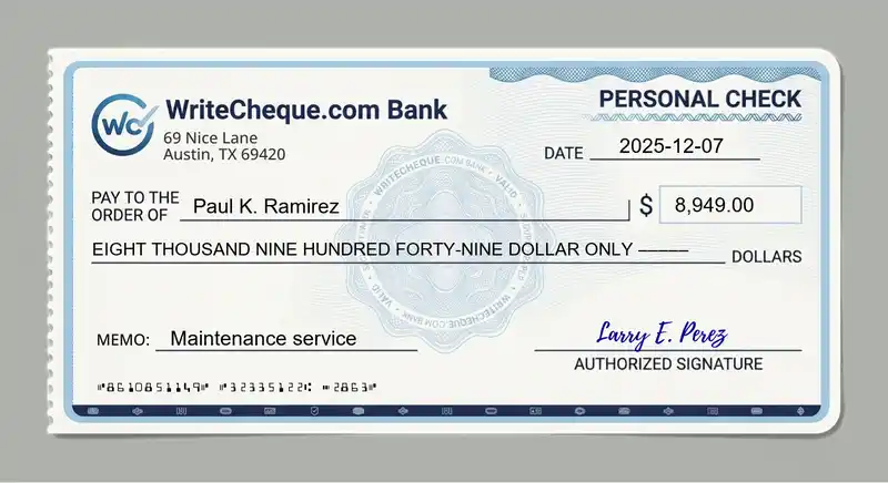 Cheque example for 8949