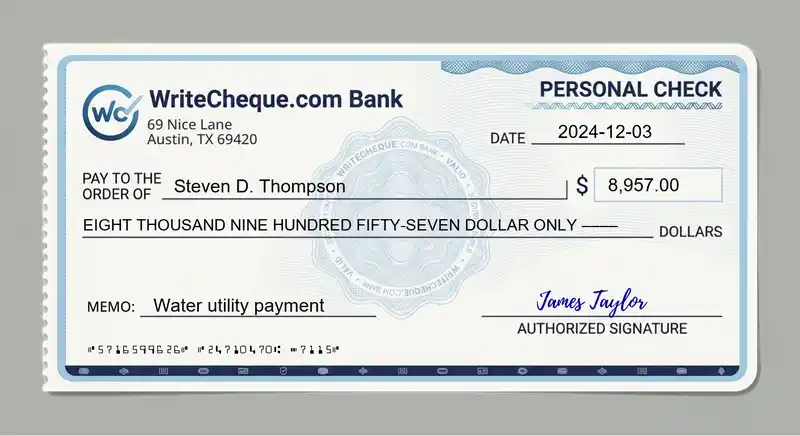 Cheque example for 8957