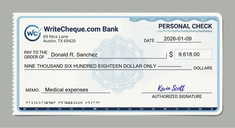 Cheque example for 9618